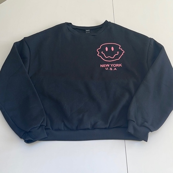 ❤️ 🆕 SHEIN FLEECE New York Letter Print Graphic Sweatshirt Long Sleeve Size S - Picture 2 of 4